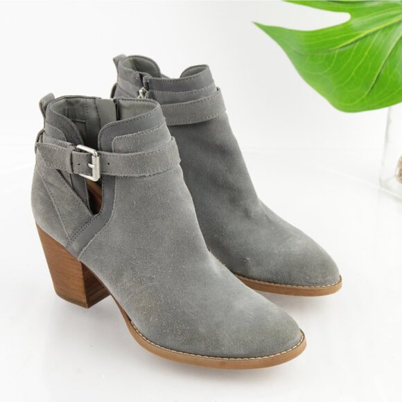 Sam Edelman Womens Maurine Boots Size 7 Gray Blue Suede Block Heel Buckle Bootie - Picture 13 of 13